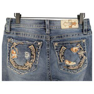 Miss Me | Hailey Skinny Horseshoe Cowhide Embellished Jeans | Size 28 | RARE